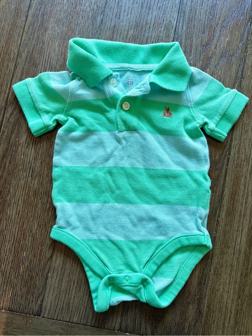 Baby GAP Green Striped Polo Shirt and Khaki Outfit